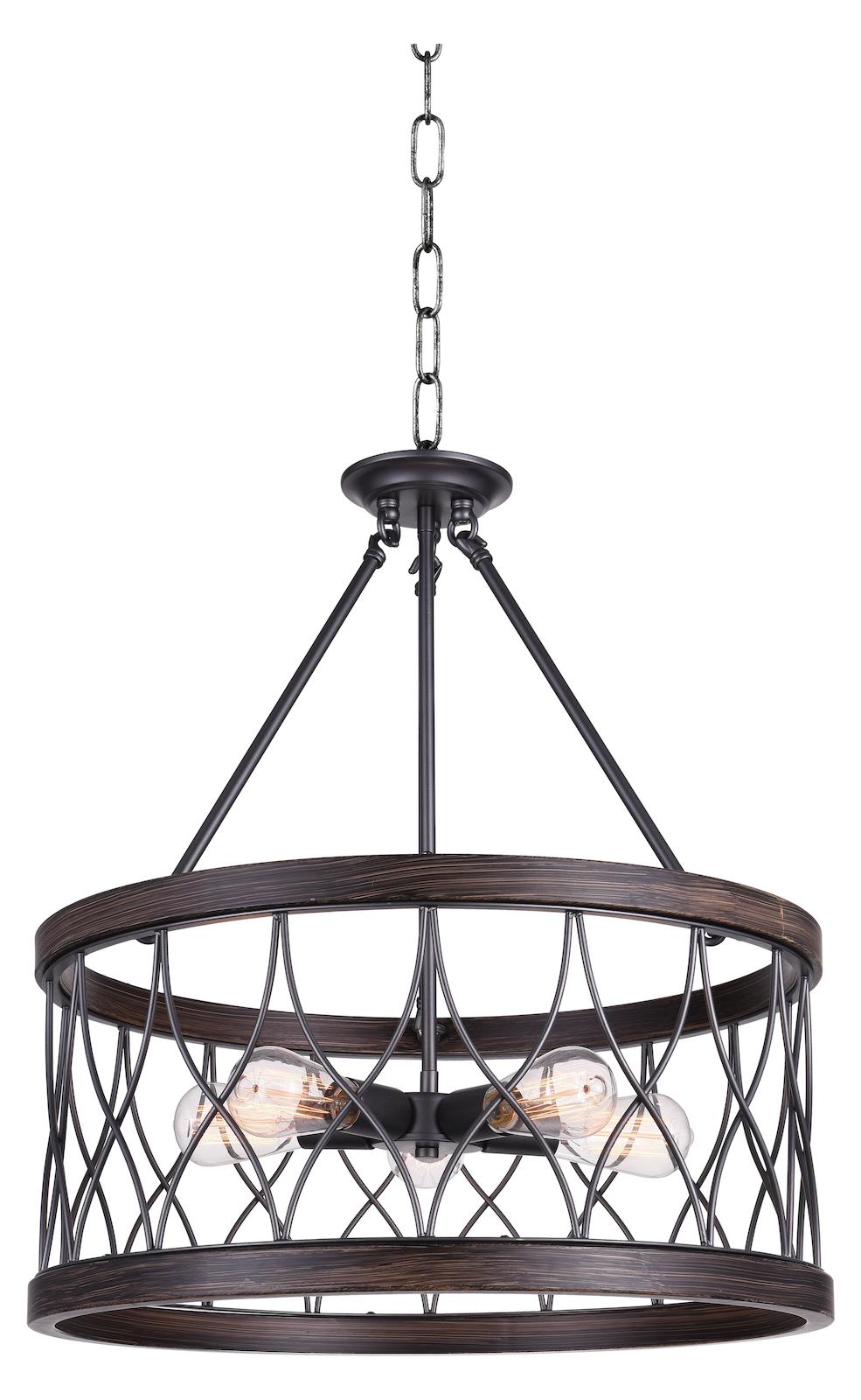 5 Light Drum Shade Chandelier With Gun Metal Finish by CWI Lighting