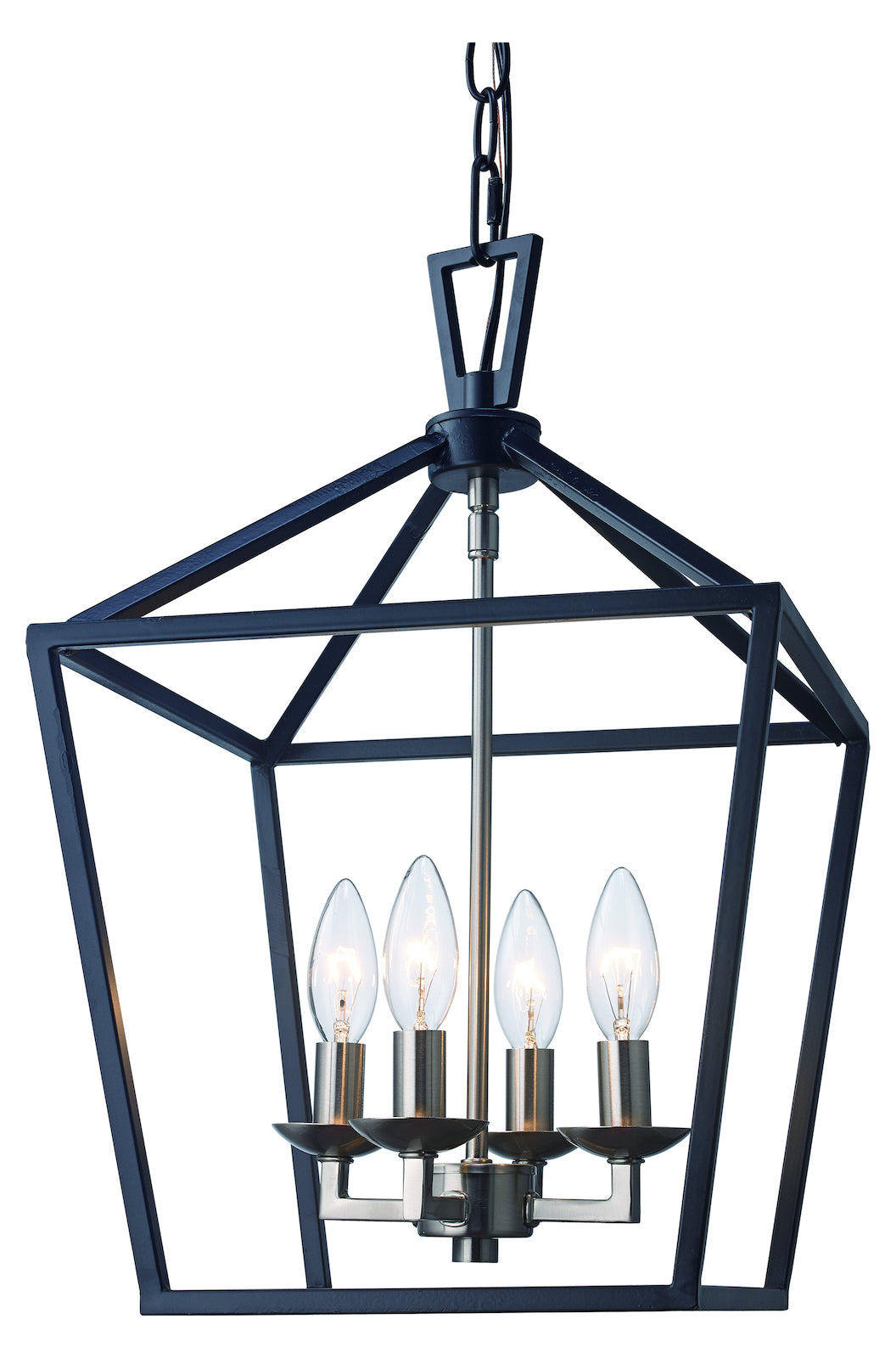 4 Lt Pendant-Bird Cage-Bk/Bn by Trans Globe