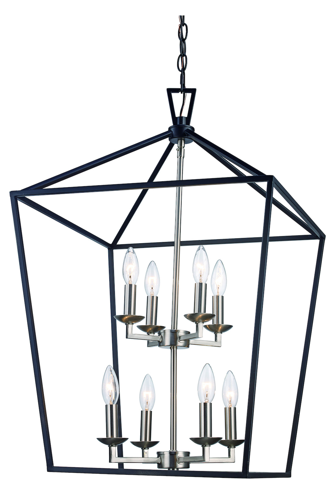 8 Lt Pendant-Xl-Bird Cage-Bk/Bn by Trans Globe