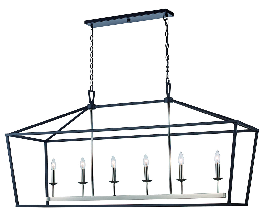 6 Lt Pendant-Xl-Bird Cage-Bk by Trans Globe