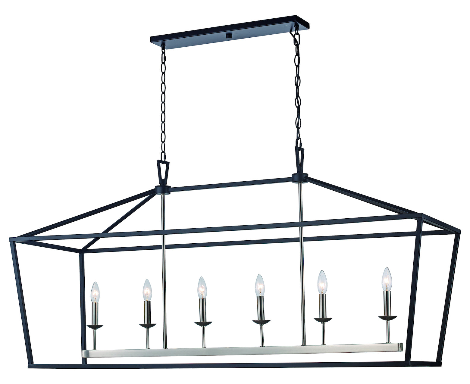 6 Lt Pendant-Xl-Bird Cage-Bk by Trans Globe
