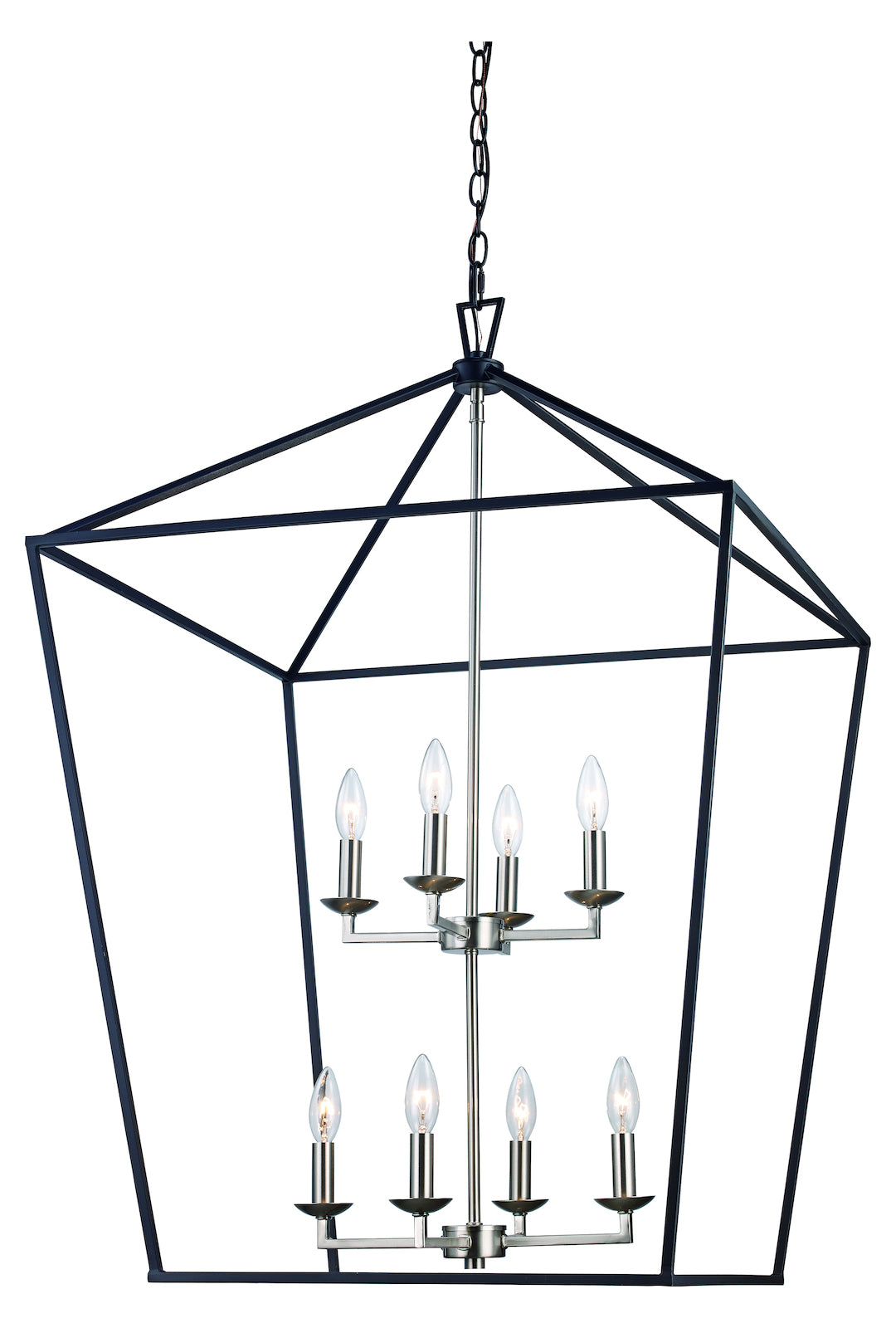 8 Lt Pendant-Bird Cage-Bk/Bn by Trans Globe