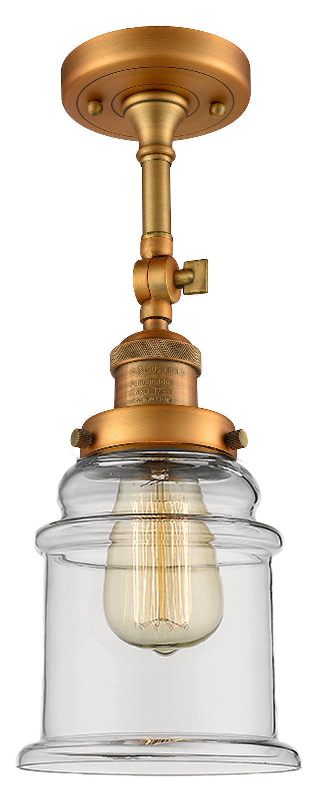 1 Light Vintage Dimmable Led Semi-Flush Mount by Innovations Lighting