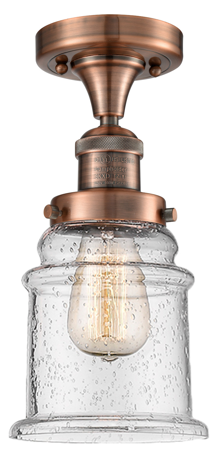 1 Light Vintage Dimmable Led Semi-Flush Mount by Innovations Lighting