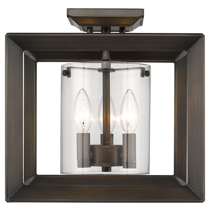 Semi-Flush (Low Profile) (Gunmetal Bronze & Clear Glass) by Golden