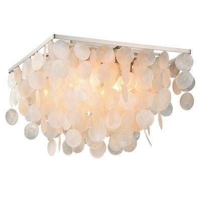 Capiz Shell 16 in. Square Flush Mount Satin Nickel by Vaxcel International