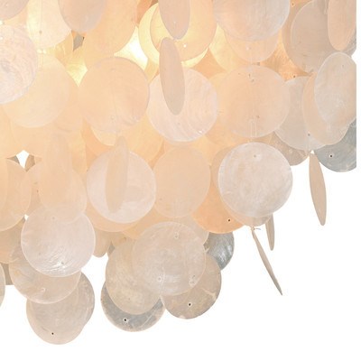 Capiz Shell 16 in. Square Flush Mount Satin Nickel