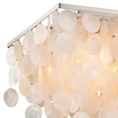 Capiz Shell 16 in. Square Flush Mount Satin Nickel