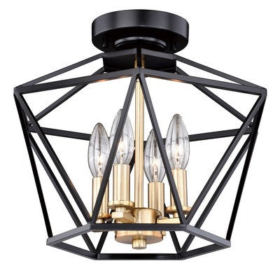 Turin 14.5-in Semi Flush Ceiling Light Noble Bronze and Natural Brass by Vaxcel International