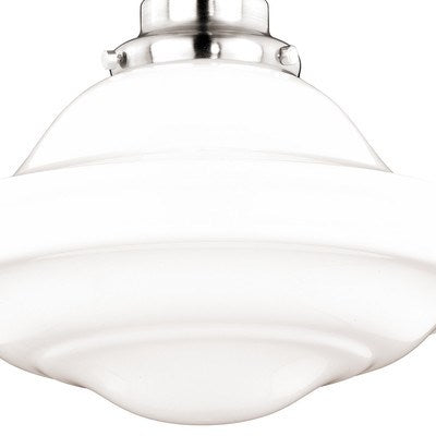 12-in Semi Flush Ceiling Light Milk Glass Satin Nickel