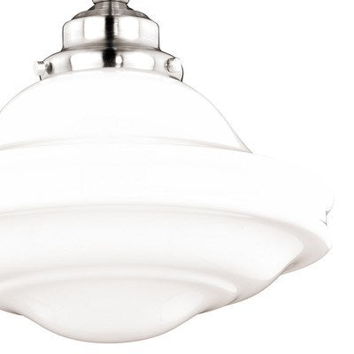 12-in Semi Flush Ceiling Light Milk Glass Satin Nickel