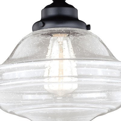 Huntley 12-in Semi Flush Ceiling Light Clear Glass Oil Rubbed Bronze