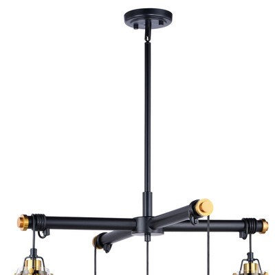 5L Adjustable Chandelier Black and Natural Brass