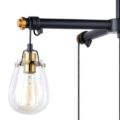 5L Adjustable Chandelier Black and Natural Brass