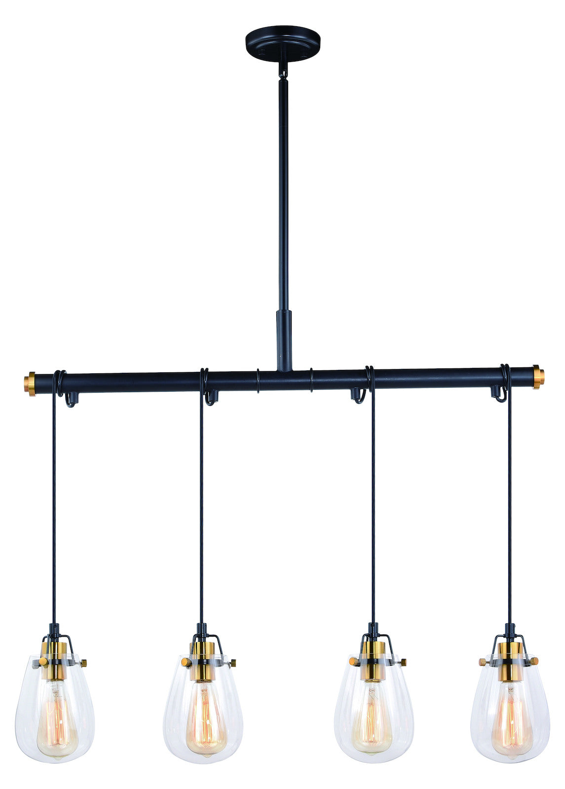 4L Dual Mount Linear Chandelier or Vanity Light Black and Natural Brass by Vaxcel International