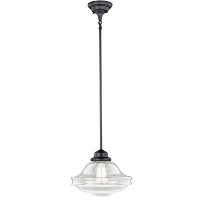 Huntley 12-in Pendant Clear Glass Oil Rubbed Bronze by Vaxcel International
