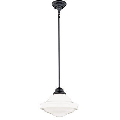 Huntley 12-in Pendant Milk Glass Oil Rubbed Bronze by Vaxcel International