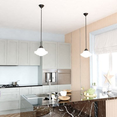 Huntley 12-in Pendant Milk Glass Oil Rubbed Bronze