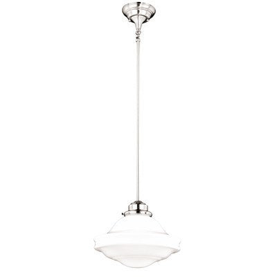 Huntley 12-in Pendant Milk Glass Satin Nickel by Vaxcel International