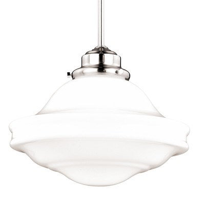 Huntley 12-in Pendant Milk Glass Satin Nickel