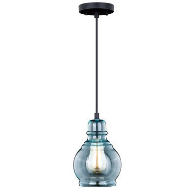 Millie 6.25-in Mini Pendant Oil Rubbed Bronze Smoke Blue by Vaxcel International