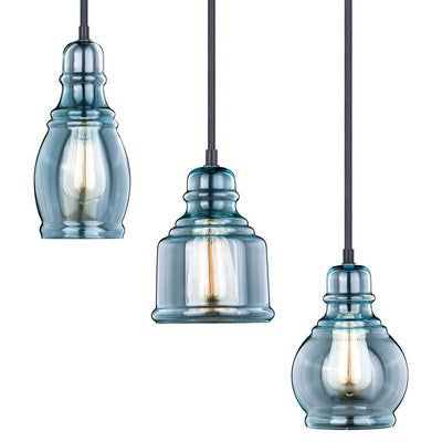 Millie 3L Assorted Mini Pendants with 12 in. Canopy Satin Nickel