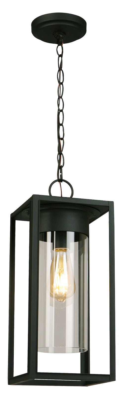 1X60W Outdoor Pendant W/ Mattte Black Finish & Clear Glass by Eglo