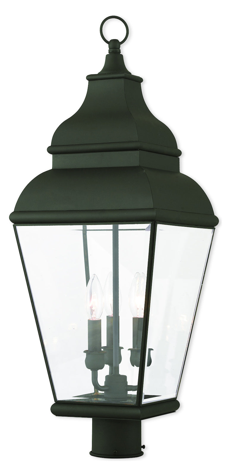 3 Light Blk Post-Top Lanterm by Livex Lighting