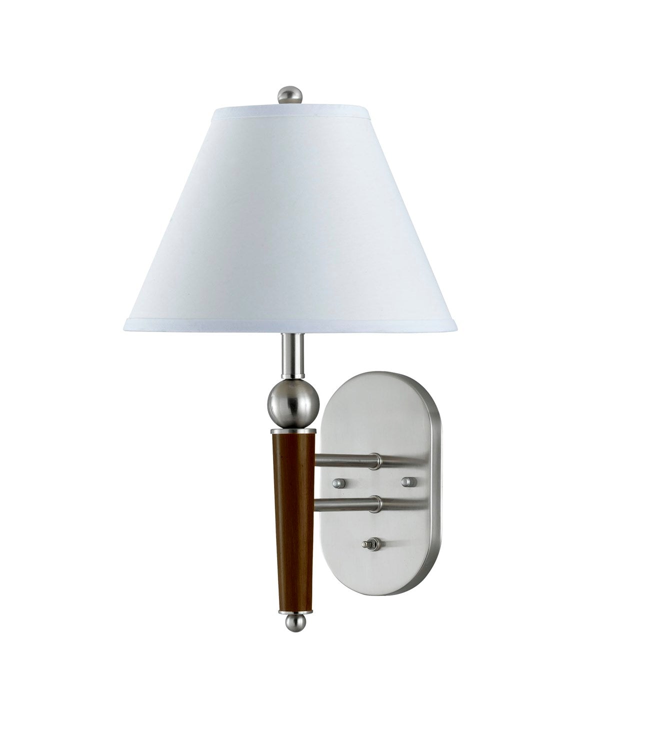 8.5In. Tall Metal Wall Lamp In Brushed Steel/Espresso Finish by CAL Lighting