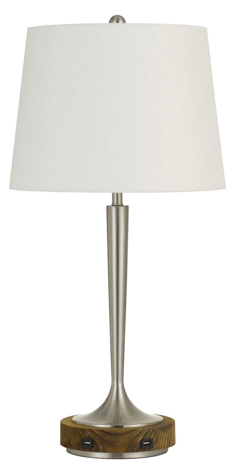 150W 3 Way Chester Metal Table Lamp With Wood Accent Base And 2 Usb Charging Por by CAL Lighting