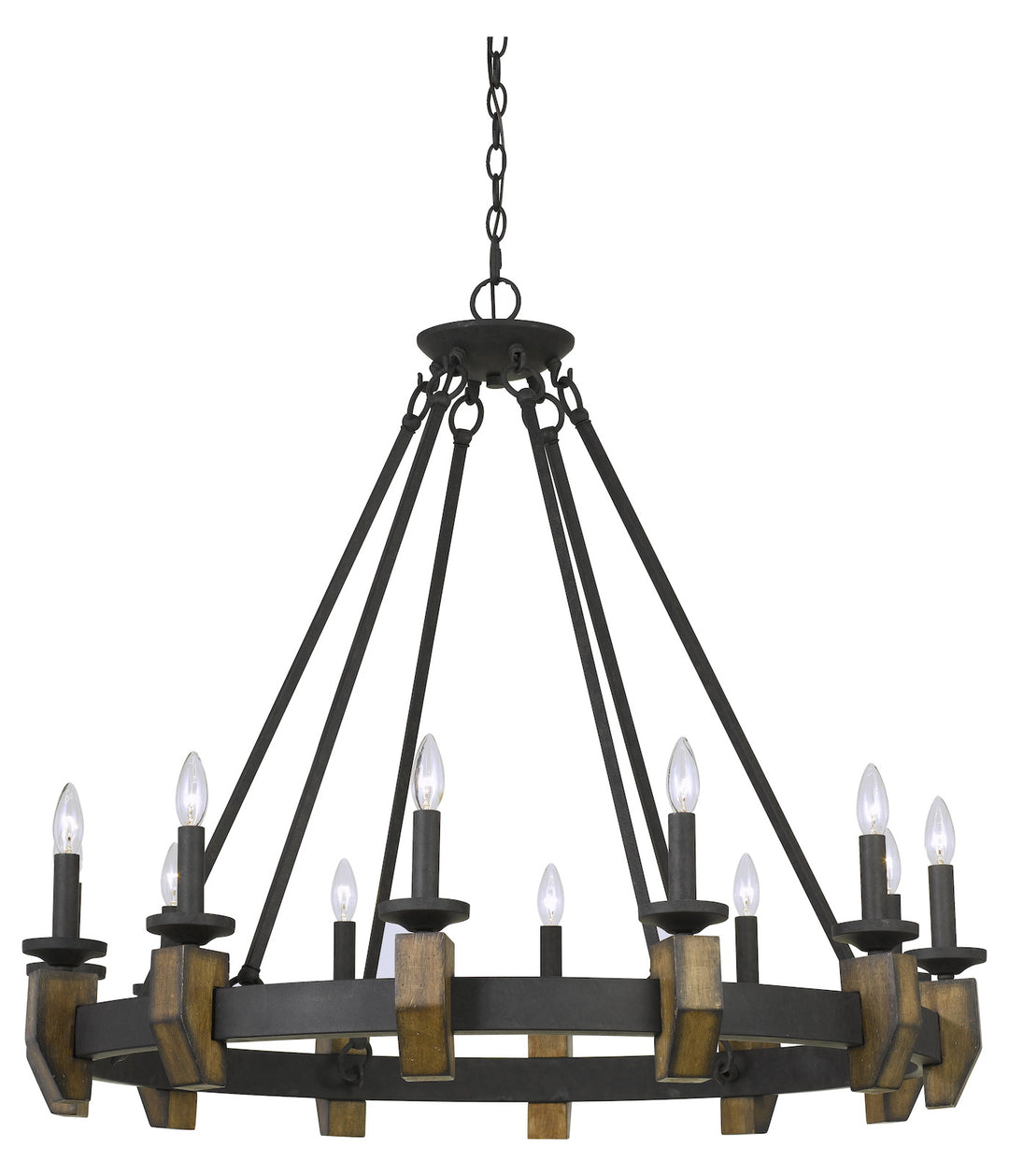 60W X 12  Metal/Wood Chandelier by CAL Lighting