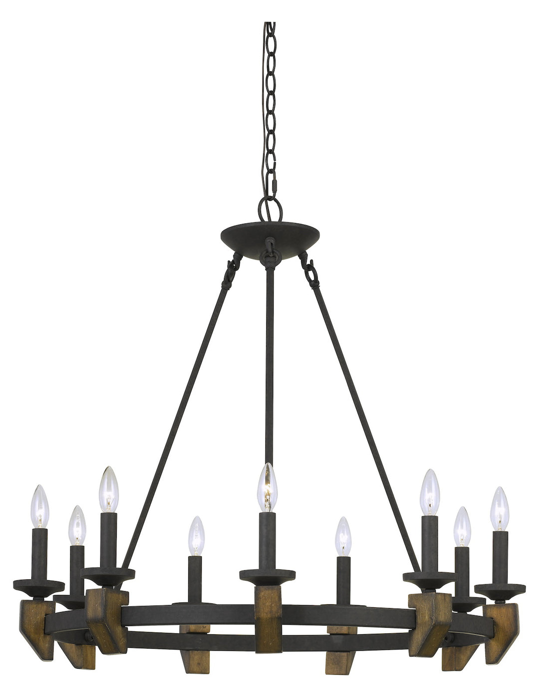 60W X 9  Metal/Wood Chandelier by CAL Lighting