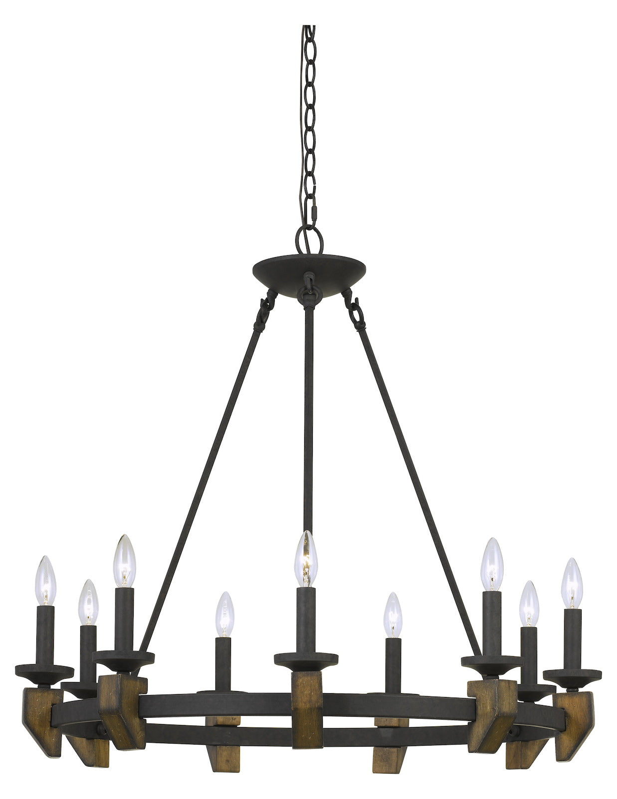60W X 9  Metal/Wood Chandelier by CAL Lighting