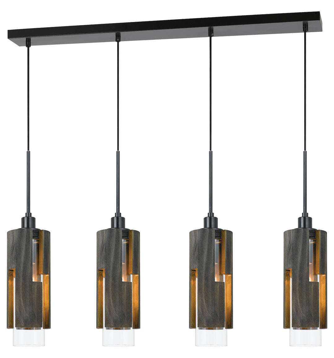 60W X 4 Reggio Wood Pendant Glass Fixture (Edison Bulbs Not Included) by CAL Lighting