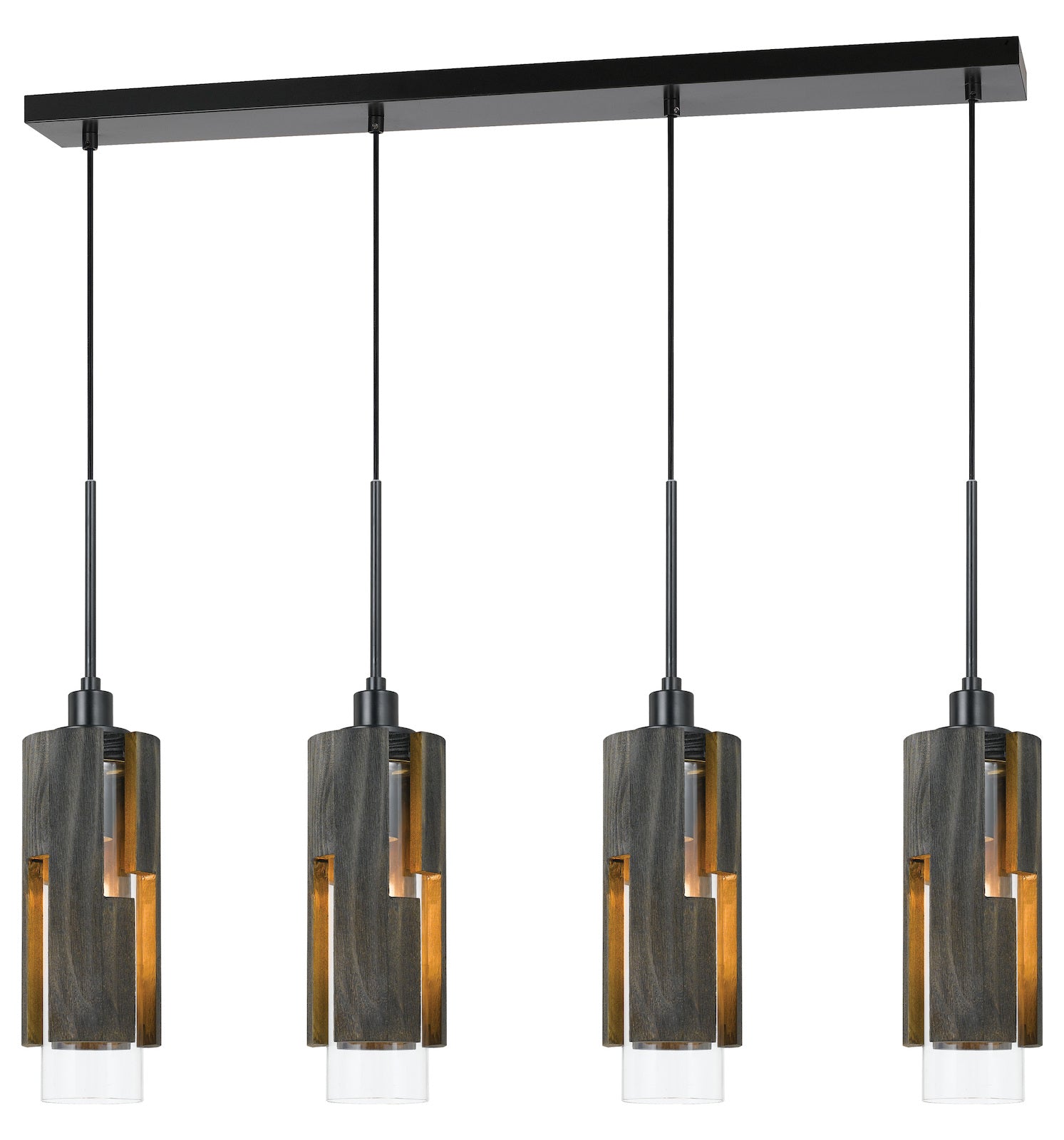 60W X 4 Reggio Wood Pendant Glass Fixture (Edison Bulbs Not Included) by CAL Lighting