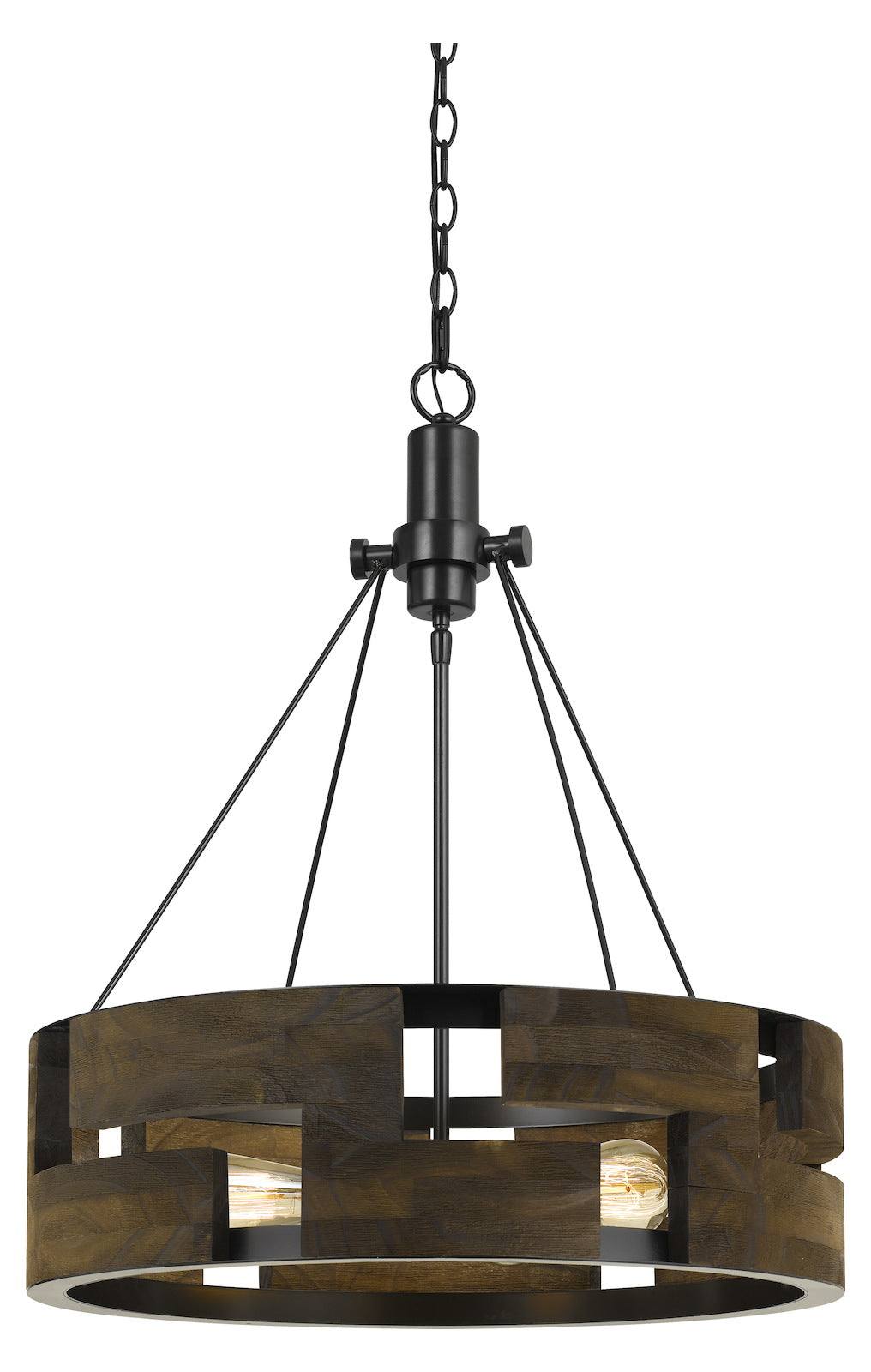 60W X 3 Bradford Metal And Wood Chandelier (Edison Bulbs Not Included) by CAL Lighting