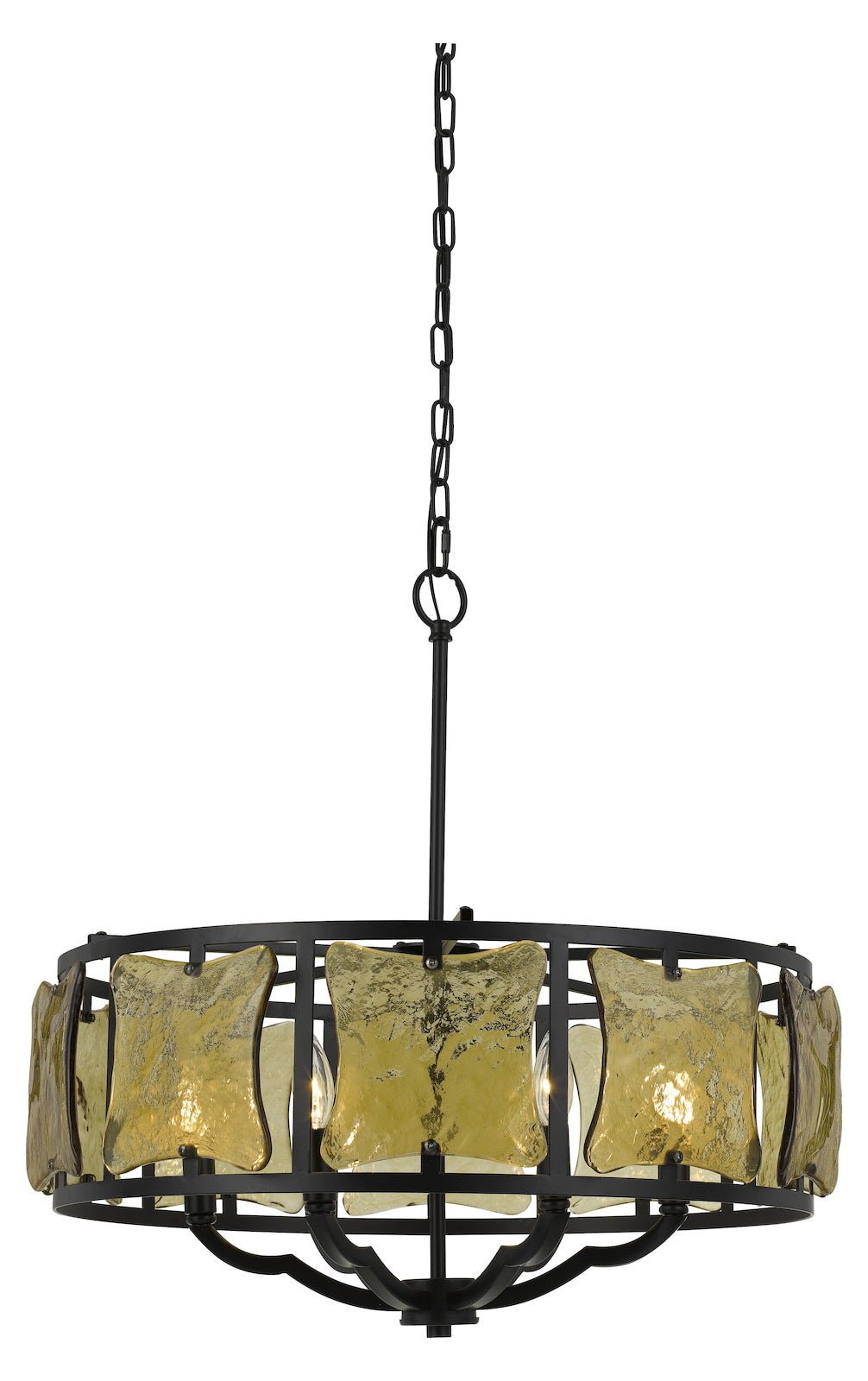 60W X 6 Revenna Forged Iron Chandelier With Hand Crafted Glass by CAL Lighting