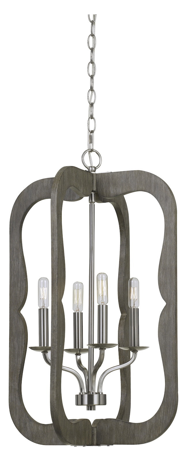 40W X 4  Wood Pendant Fixture (Edison Bulbs Not Included) by CAL Lighting