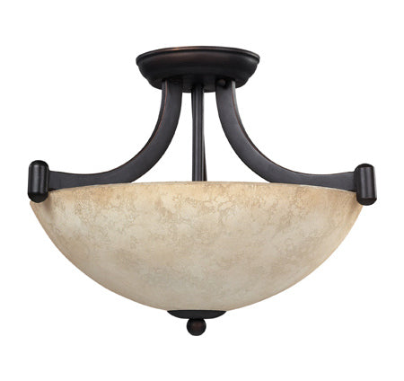 3 Lt Chandelier Dual Mount Tea Stained Glass 60W Type by Canarm
