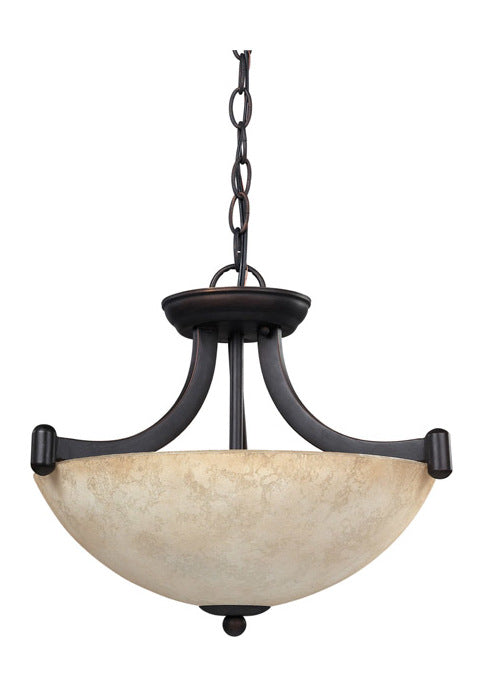 3 Lt Chandelier Dual Mount Tea Stained Glass 60W Type