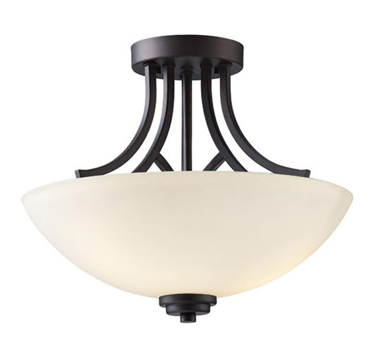 3 Lt Semi-Flush Mount Flat Opal Glass 60W Type A 15&# by Canarm