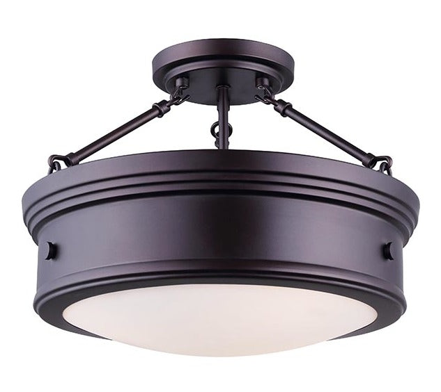 Boku  3 Lt Semi Flush Flat Opal Glass 100W Type A 15In. (W) X by Canarm