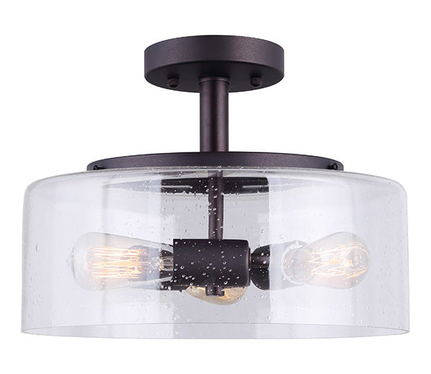 Nash  3 Lt Semi Flush Seeded Glass 60W Type A 13In. W X 9 1/2 by Canarm