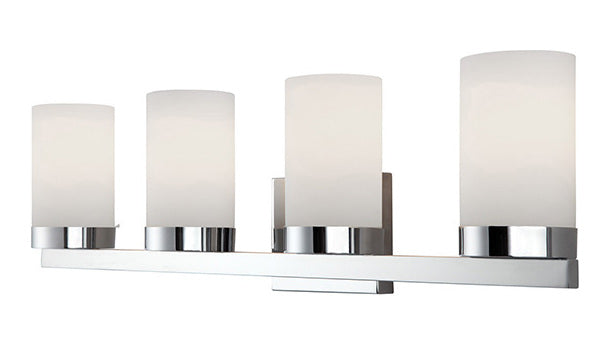 4 Lt Vanity Flat Opal Glass 100W Type A 30In. W X 8In. by Canarm