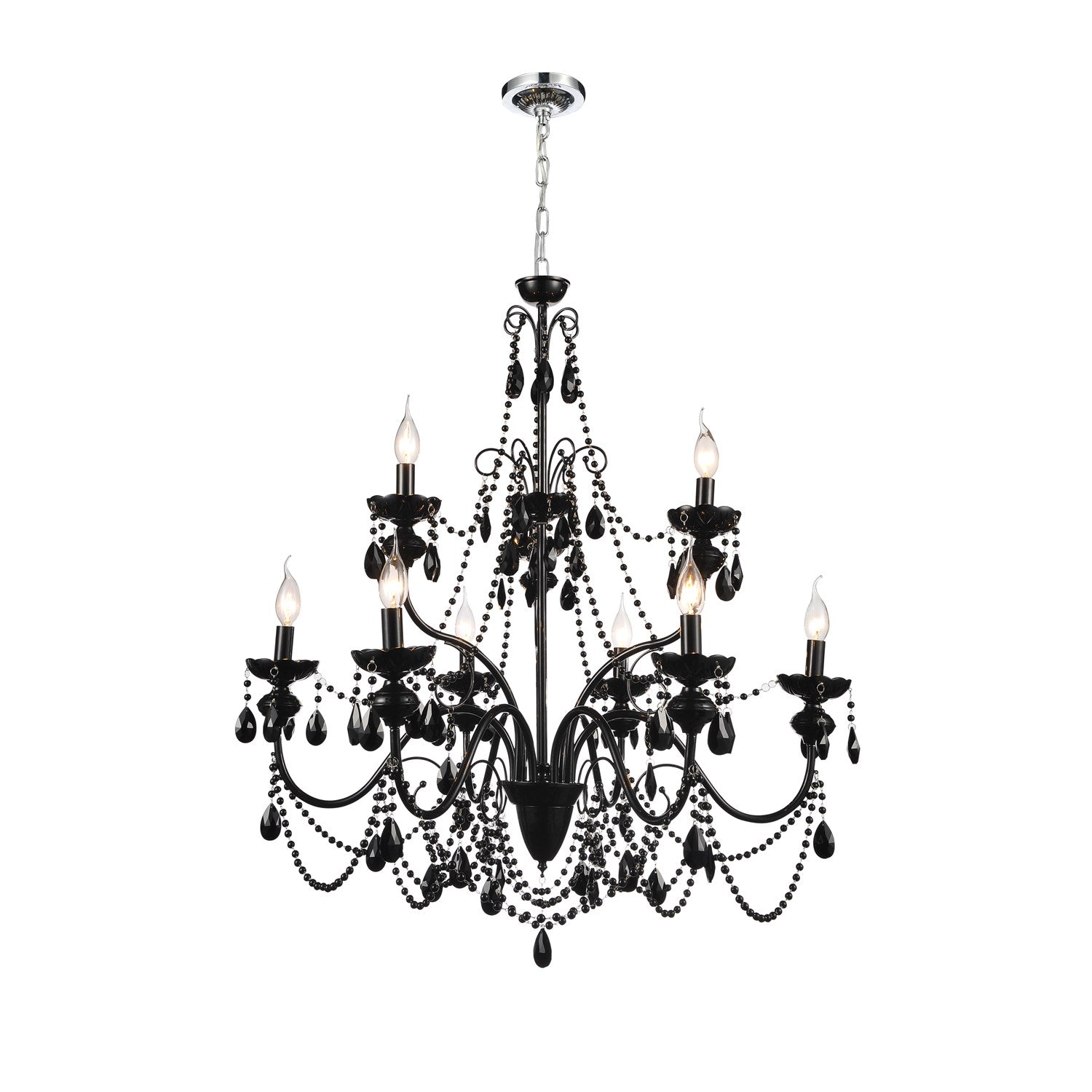 9 Light Up Chandelier With Black Finish by CWI Lighting