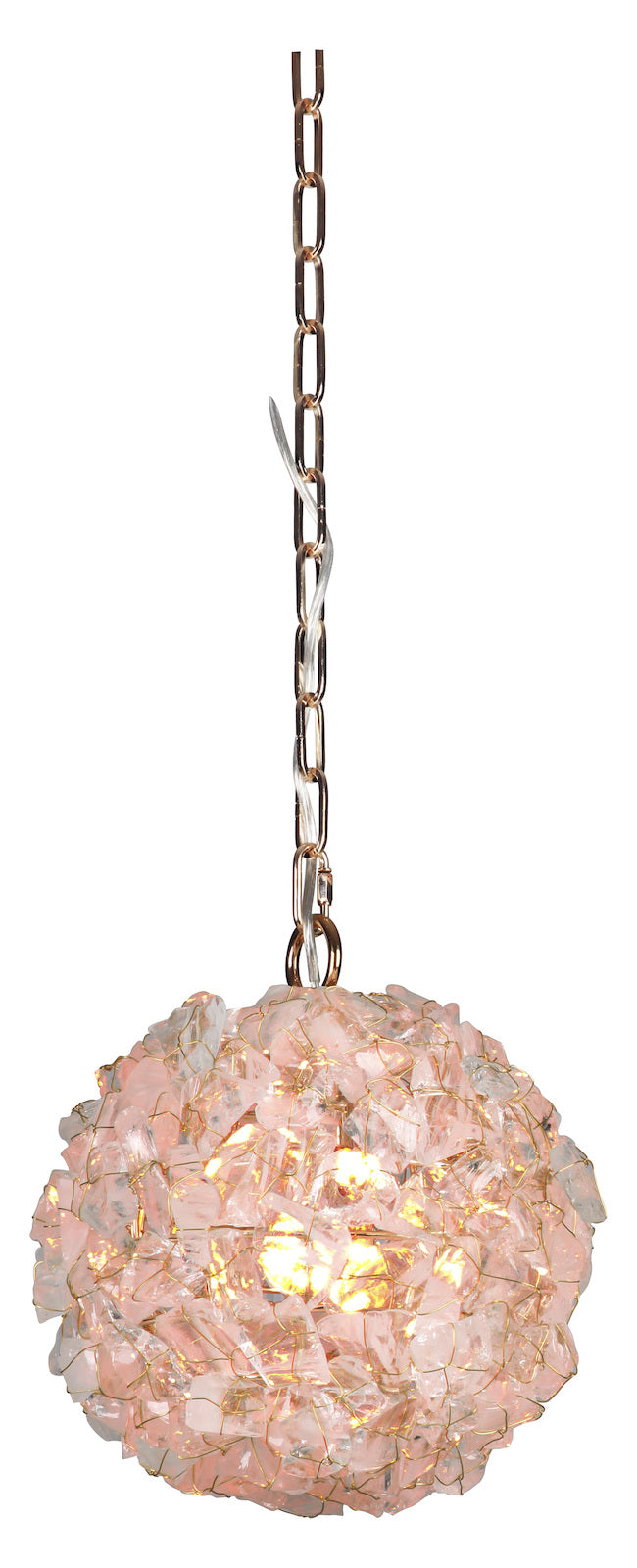 1 Light Medium Pendant in Gilded w/Quartz Crystals