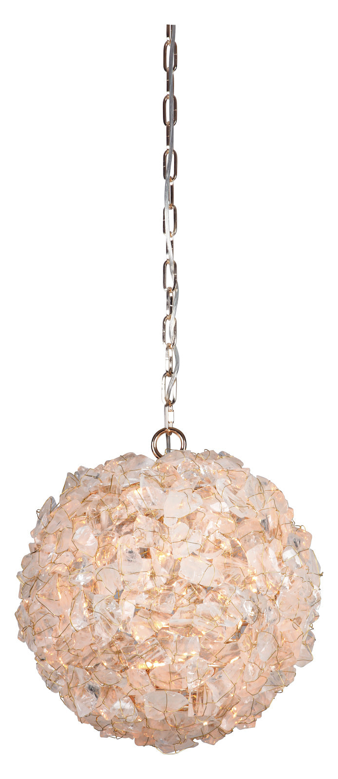 1 Light Large Pendant in Gilded w/Quartz Crystals