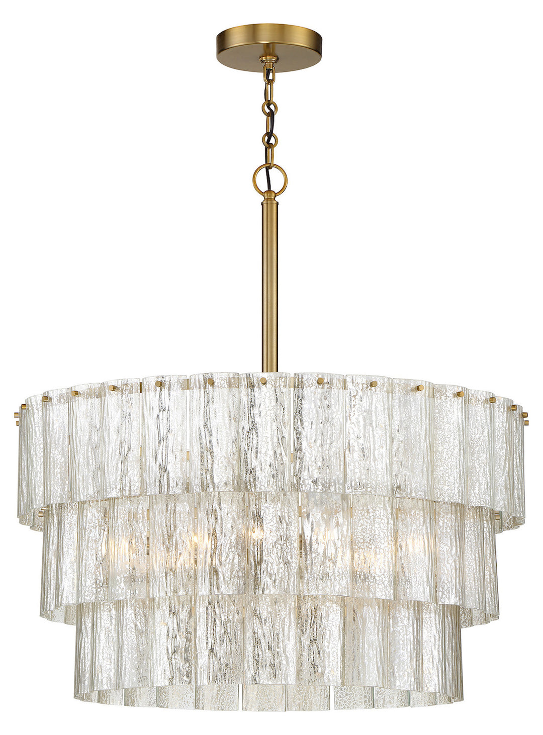 9 Light Pendant in Satin Brass