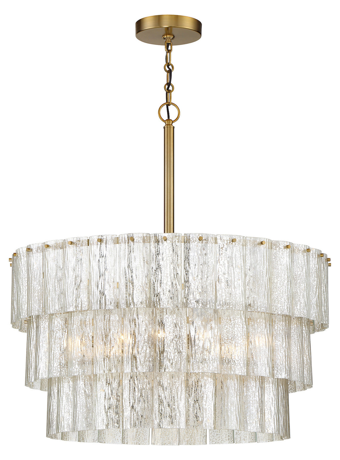 9 Light Pendant in Satin Brass