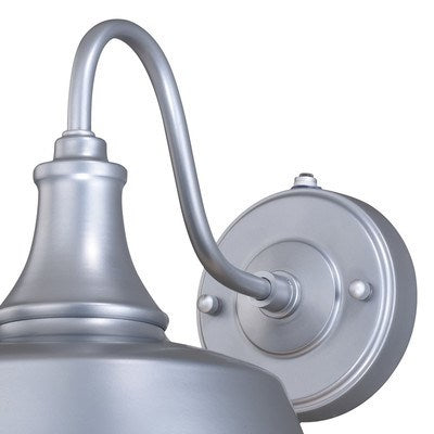 9-in Outdoor Wall Light Satin Silver and White